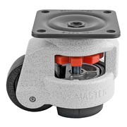 Foot Master Leveling Caster, 63 mm Nylon Wheel, 90x90 mm Plate, Swivel, 550 kg Cap, NBR Foot Pad, Ivory GD-80-F-NYN